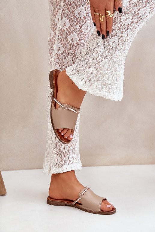 Chinelos de couro LeParaski Shoes 3047 bege Chinelos de couro LeParaski Shoes 3047 bege