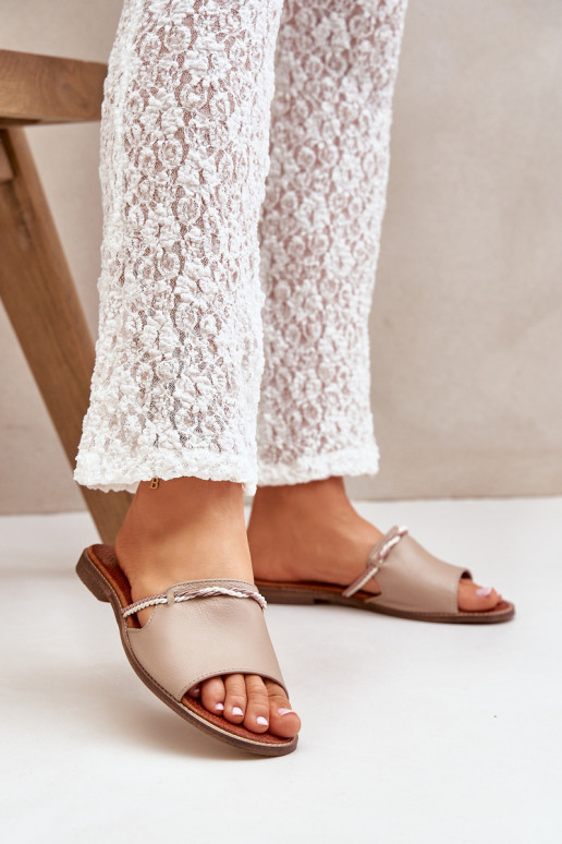 Chinelos de couro LeParaski Shoes 3047 bege Chinelos de couro LeParaski Shoes 3047 bege