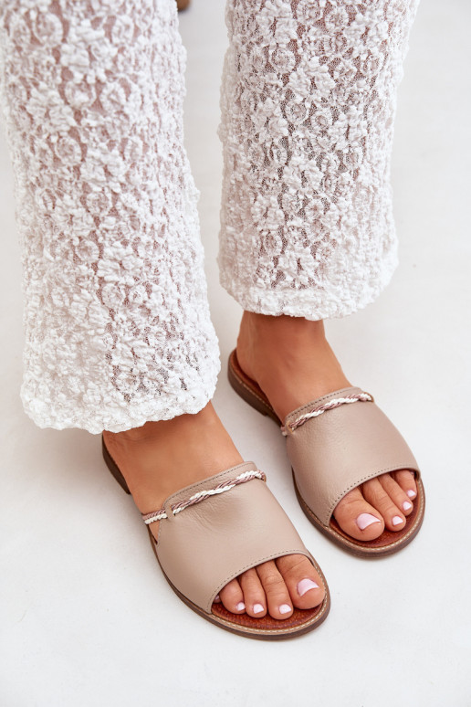 Chinelos de couro LeParaski Shoes 3047 bege Chinelos de couro LeParaski Shoes 3047 bege