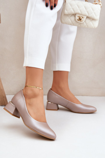 Sapatos de couro LeĮskis 3118 cor areia 2