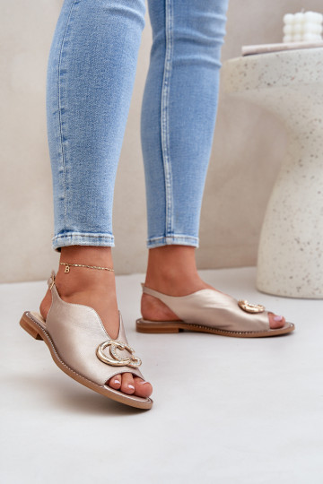 Sandálias femininas com salto largo com enfeites Laura Messi 2865 cor dourada 2