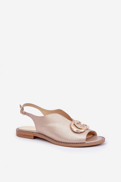 Sandálias femininas com salto largo com enfeites Laura Messi 2865 cor dourada Sandálias femininas com salto largo com enfeites Laura Messi 2865 cor dourada