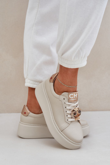 Feminino Pele À modalo de tênis CheBello 4411 cor de marfim