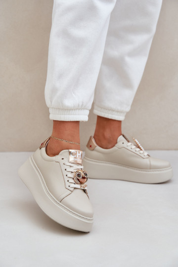 Feminino Pele À modalo de tênis CheBello 4411 cor de marfim 2