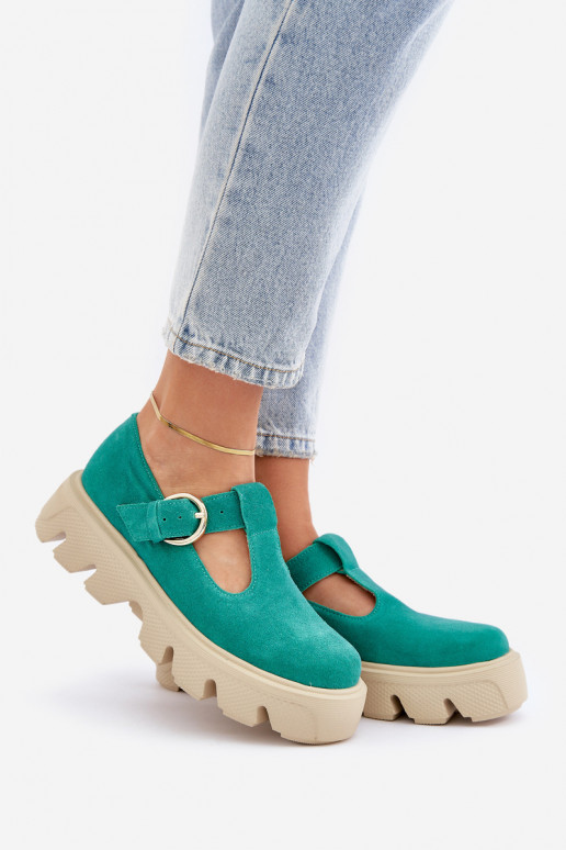 de camurça sapato com fivelas Zazoo 20183 cor verde de camurça sapato com fivelas Zazoo 20183 cor verde