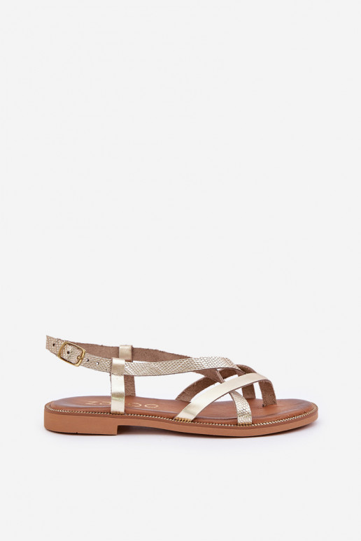 Pele Sandálias rasteirasPrzeplatającymi Się Paseczkami Zazoo 40429 cor dourada Pele Sandálias rasteirasPrzeplatającymi Się Paseczkami Zazoo 40429 cor dourada