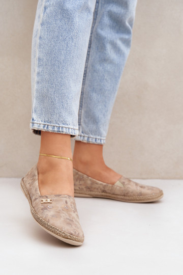 Espadrilles de camurça elegantes com flores femininas Zazoo 10177 cor areia 2