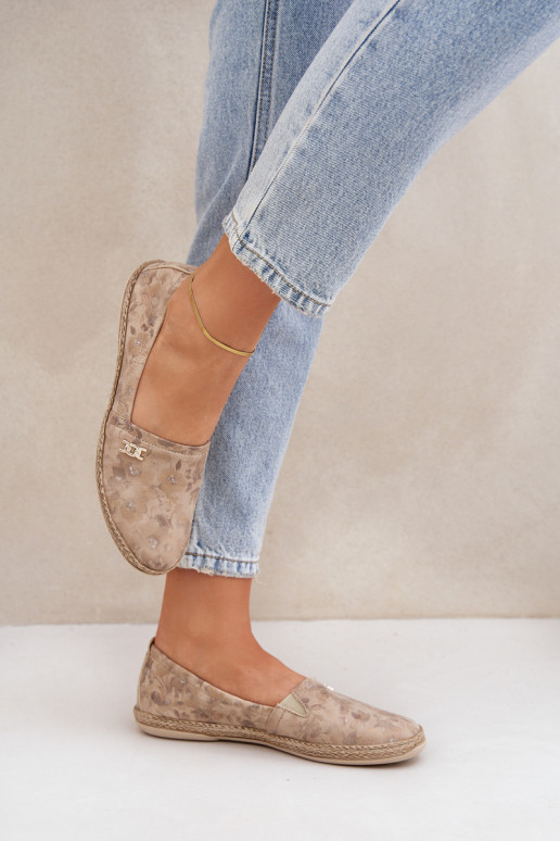 Estilo elegante Alpercatas de camurça com flores Feminino Zazoo 10177 bege Estilo elegante Alpercatas de camurça com flores Feminino Zazoo 10177 bege