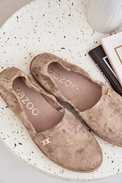 Estilo elegante Alpercatas de camurça com flores Feminino Zazoo 10177 bege Estilo elegante Alpercatas de camurça com flores Feminino Zazoo 10177 bege