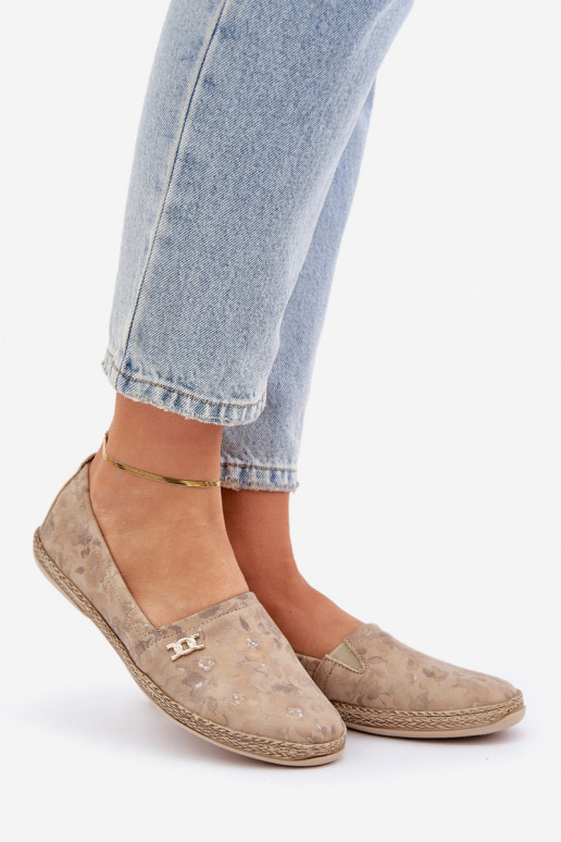 Estilo elegante Alpercatas de camurça com flores Feminino Zazoo 10177 bege Estilo elegante Alpercatas de camurça com flores Feminino Zazoo 10177 bege