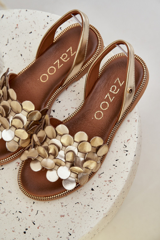 Sandálias femininas com salto largo Zazoo 40425 cor dourada Sandálias femininas com salto largo Zazoo 40425 cor dourada