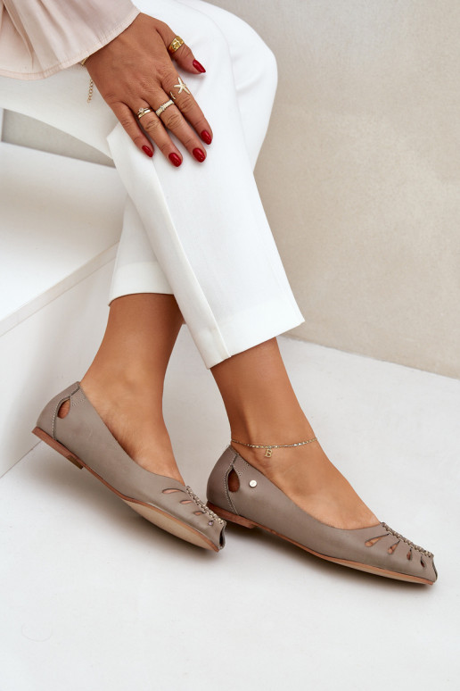 Zazoo 10009 Bailarinas confortáveis de couro natural Feminino bege Zazoo 10009 Bailarinas confortáveis de couro natural Feminino bege