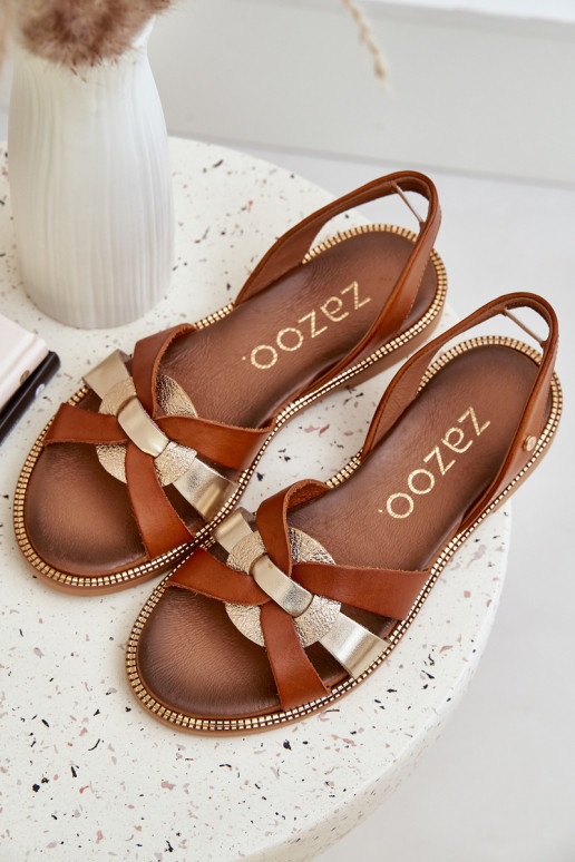 Zazoo 40382 Sandálias femininas Pele cor marrom Zazoo 40382 Sandálias femininas Pele cor marrom