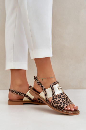 Zazoo 40385 Feminino Sandálias femininas com padrões de pele de leopardo cor marrom 2