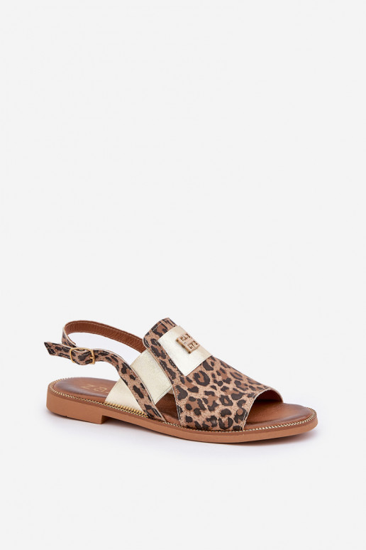 Zazoo 40385 Feminino Sandálias femininas com padrões de pele de leopardo cor marrom Zazoo 40385 Feminino Sandálias femininas com padrões de pele de leopardo cor marrom