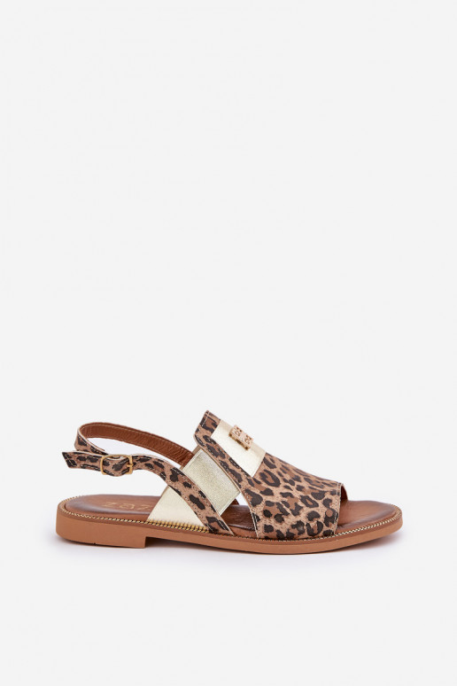 Zazoo 40385 Feminino Sandálias femininas com padrões de pele de leopardo cor marrom Zazoo 40385 Feminino Sandálias femininas com padrões de pele de leopardo cor marrom