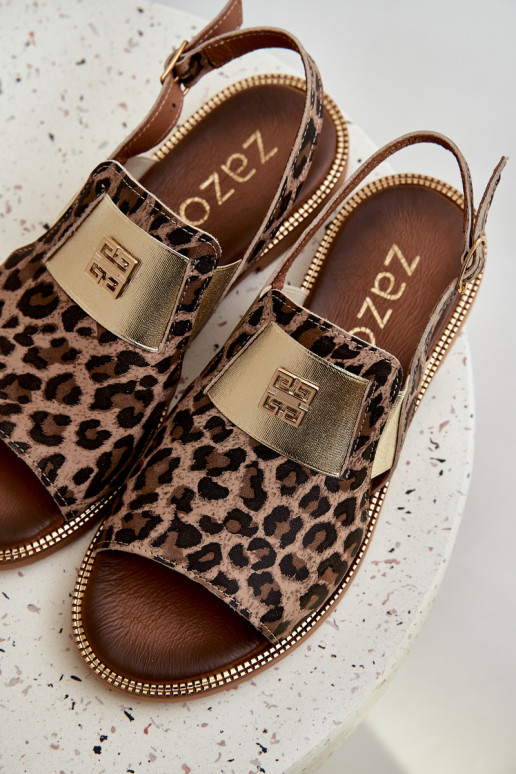 Zazoo 40385 Feminino Sandálias femininas com padrões de pele de leopardo cor marrom Zazoo 40385 Feminino Sandálias femininas com padrões de pele de leopardo cor marrom