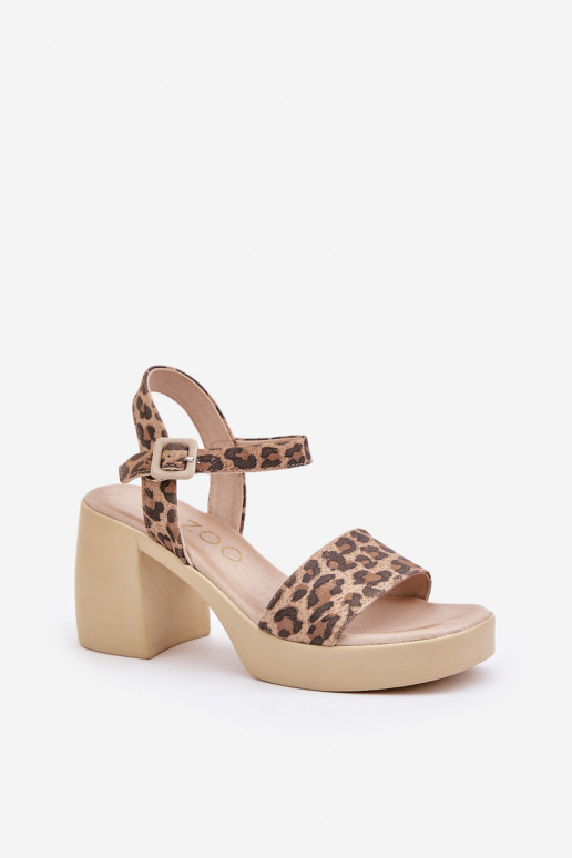 Zazoo 40386 Feminino Sandálias femininas Klocke com padrões de pele de leopardo marrom-bege Zazoo 40386 Feminino Sandálias femininas Klocke com padrões de pele de leopardo marrom-bege