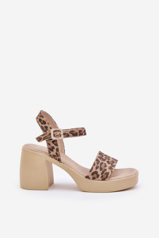 Zazoo 40386 Feminino Sandálias femininas Klocke com padrões de pele de leopardo marrom-bege Zazoo 40386 Feminino Sandálias femininas Klocke com padrões de pele de leopardo marrom-bege