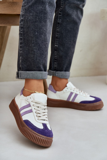 Tênis femininos de modelo esportivo de couro baixos com plataforma Zazoo N1068S6 cor branca 2