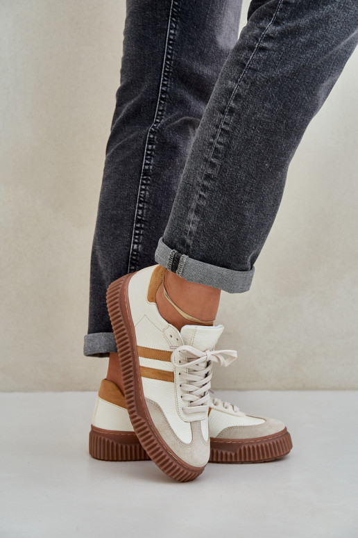 Zazoo N1068S6 Pele Baixo À modalo de tênis Feminino com uma plataforma bege Zazoo N1068S6 Pele Baixo À modalo de tênis Feminino com uma plataforma bege