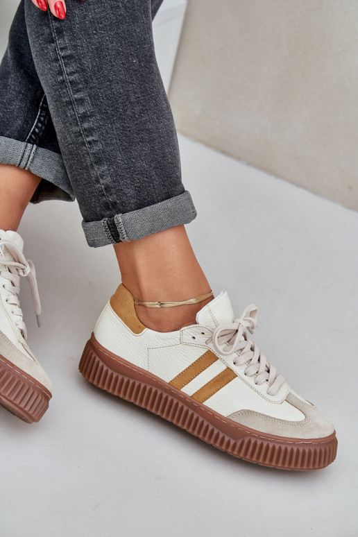 Zazoo N1068S6 Pele Baixo À modalo de tênis Feminino com uma plataforma bege Zazoo N1068S6 Pele Baixo À modalo de tênis Feminino com uma plataforma bege