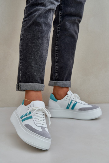 Zazoo N1068S8 Pele Baixo À modalo de tênis Feminino com uma plataforma cor branca