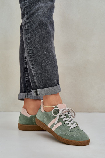 Tênis femininos de modelo esportivo em camurça baixos Zazoo N1068 cor verde 2