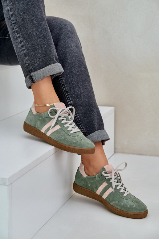 Zazoo N1068 de camurça Baixo À modalo de tênis Feminino cor verde