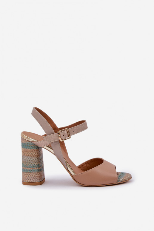 Pele Estilo elegante sandálias com salto Laura Messi 2136 bege Pele Estilo elegante sandálias com salto Laura Messi 2136 bege