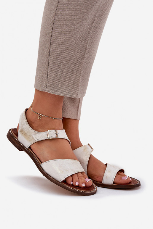 Pele Sandálias rasteiras para mulheres Zazoo 3014 cor dourada Przecierany Pele Sandálias rasteiras para mulheres Zazoo 3014 cor dourada Przecierany