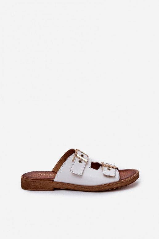 Pele isósceles Chinelos com fivelas Zazoo 3020 cor branca Pele isósceles Chinelos com fivelas Zazoo 3020 cor branca