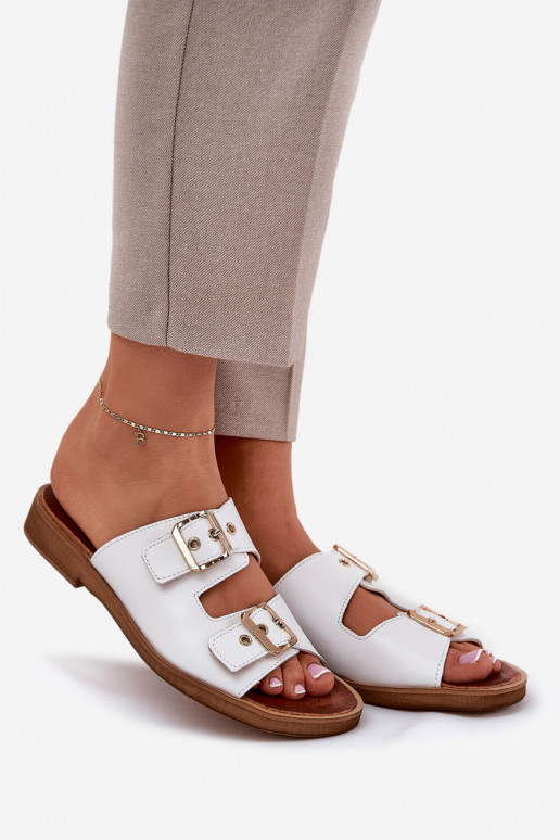 Pele isósceles Chinelos com fivelas Zazoo 3020 cor branca Pele isósceles Chinelos com fivelas Zazoo 3020 cor branca