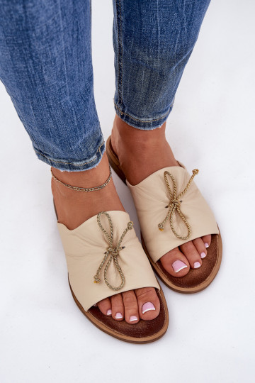 Zazoo 2659 Chinelos de couro Feminino bege 2