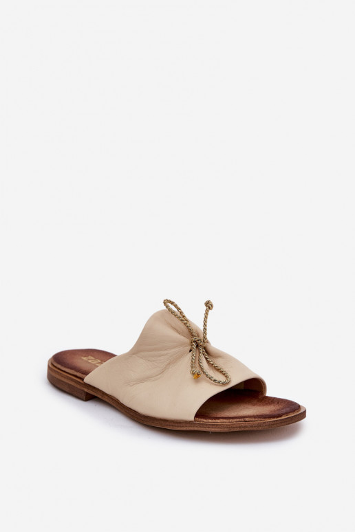 Zazoo 2659 Chinelos de couro Feminino bege Zazoo 2659 Chinelos de couro Feminino bege
