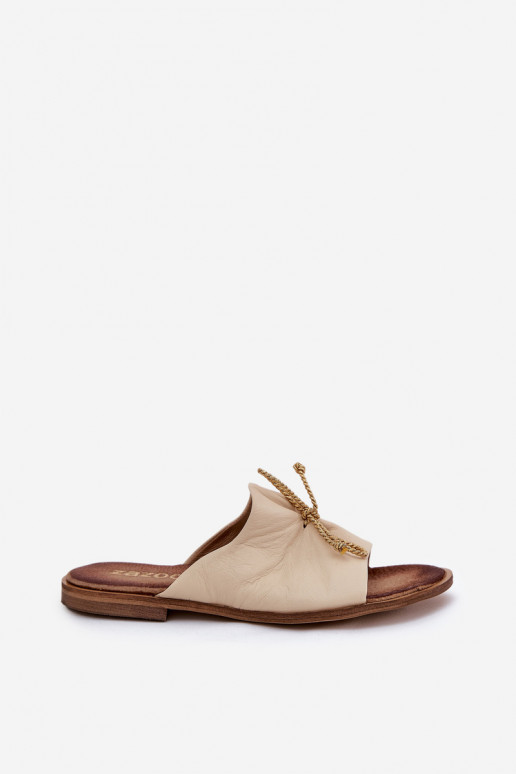 Zazoo 2659 Chinelos de couro Feminino bege Zazoo 2659 Chinelos de couro Feminino bege