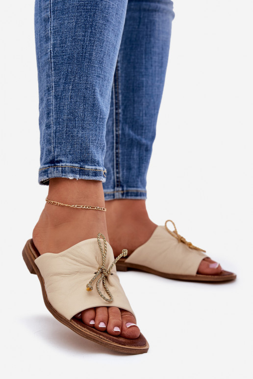 Zazoo 2659 Chinelos de couro Feminino bege Zazoo 2659 Chinelos de couro Feminino bege