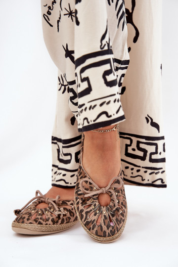 Balerinas de couro com estampas de pele de leopardo Zazoo 10179 cor marrom 2