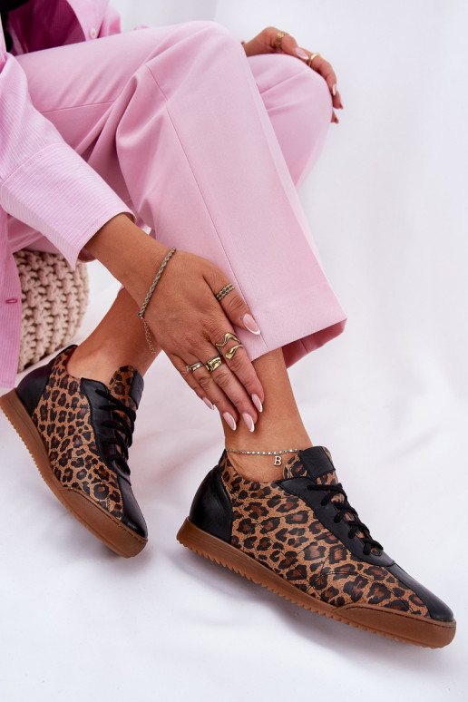 Pele tênis Feminino com padrões de pele de leopardo Laura Messi 2935 cor marrom Pele tênis Feminino com padrões de pele de leopardo Laura Messi 2935 cor marrom