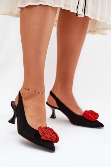 de camurça Estilo elegante Sapato com salto fino CheBello 4666 cor preta