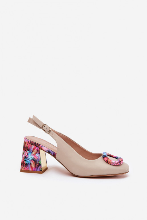 Pele Sandálias femininas de salto alto D&A CR51-002 bege Pele Sandálias femininas de salto alto D&A CR51-002 bege