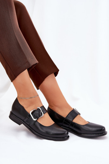 Pele sapato Feminino com fivelas Laura Messi 2980 cor preta