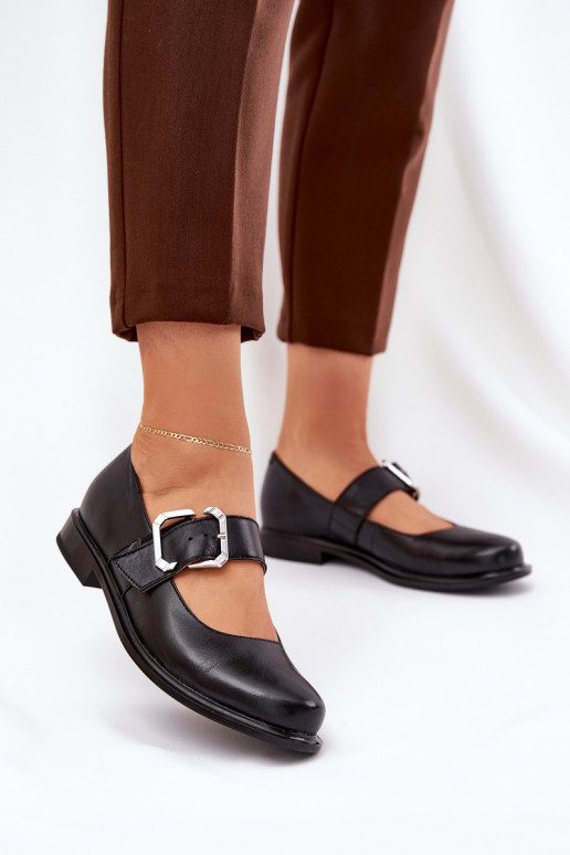 Pele sapato Feminino com fivelas Laura Messi 2980 cor preta