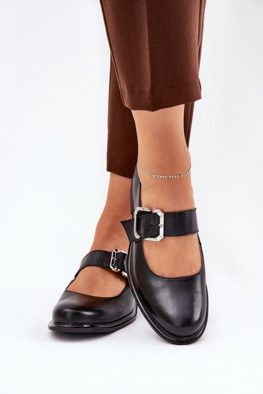 Pele sapato Feminino com fivelas Laura Messi 2980 cor preta