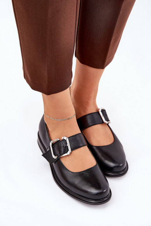 Pele sapato Feminino com fivelas Laura Messi 2980 cor preta