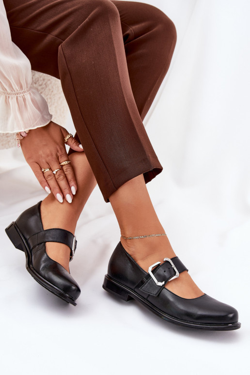 Pele sapato Feminino com fivelas Laura Messi 2980 cor preta