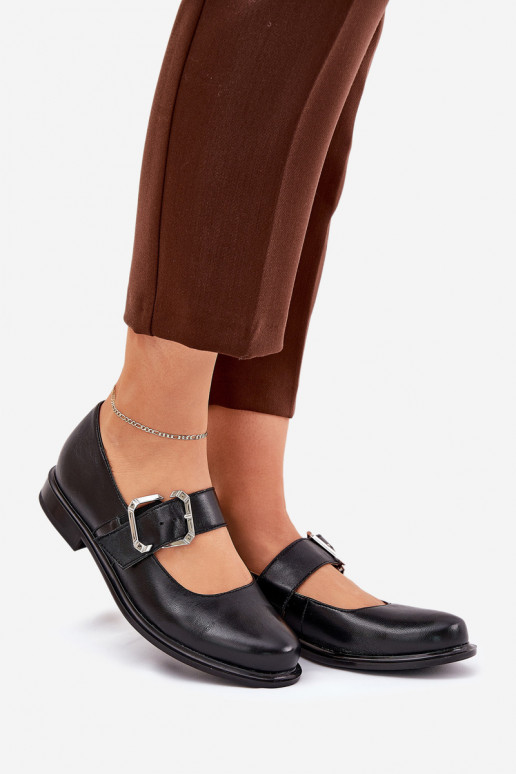 Pele sapato Feminino com fivelas Laura Messi 2980 cor preta