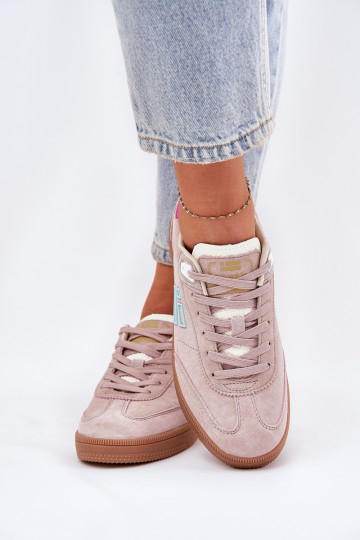 de camurça tênis À modalo de tênis Feminino D.Franklin DFSH387005 cor rosa