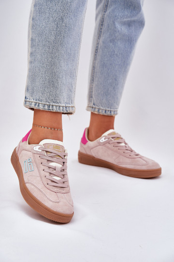 de camurça tênis À modalo de tênis Feminino D.Franklin DFSH387005 cor rosa 2