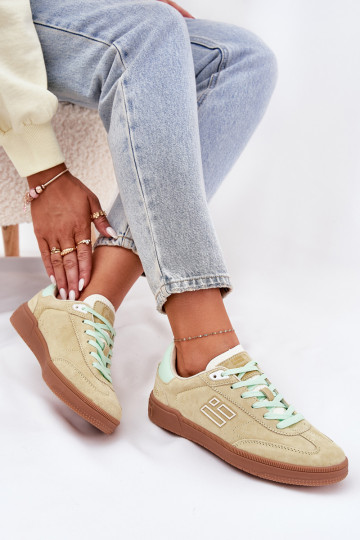 Ténis femininos de camurça "Sneakers" D.Franklin DFSH387005 verde limão